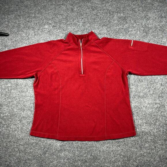 L.L. Bean 1/4 Zip Sweatshirt Women Size L Red Fleece Cozy Outdoor Apparel Casual - Picture 2 of 7